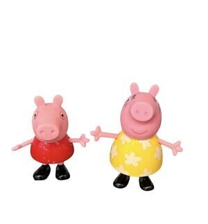 Peppa Pig 3” Mummy Pig Yellow Floral Dress & 2.5” Peppa Pig Signature Red Dress